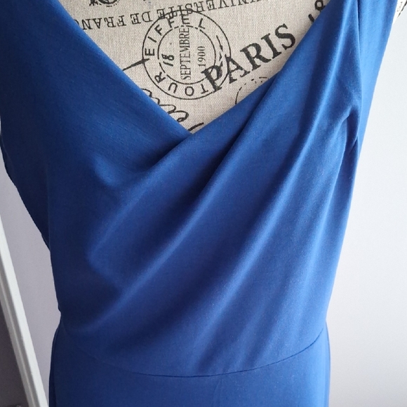 Blue Cowl Neck Sheath Mini Dress for Cocktail - Picture 5 of 5
